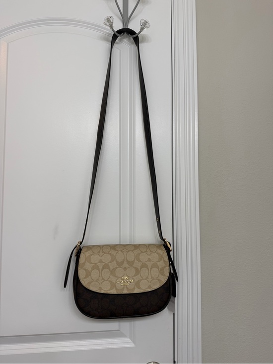 Coach Handbags - Coach Two-Tone Beige and Brown Signature Crossbody